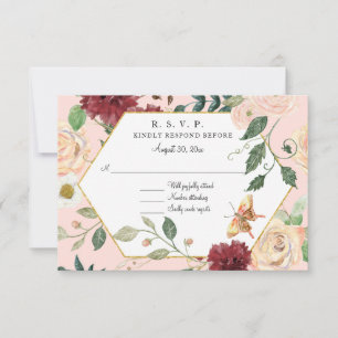 Aquarell-Rosé-Blumen-Moderne-Rustikale-Elegante-RS RSVP Karte
