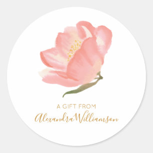 Aquarell-Rosé-Blumen-Personalisiert Ein Geschenk v Runder Aufkleber
