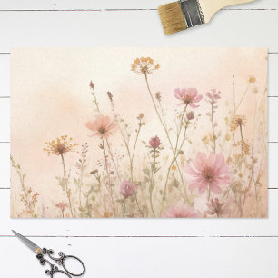 Aquarell-Rosé-Gelb-Wildblumen-Decoupage Seidenpapier