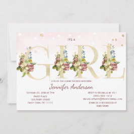 Aquarell Rose Gold Glitzer Baby Girl Dusche Einladung