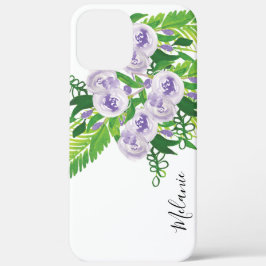 Aquarell Rose Grüne Lila Grün Mit Monogramm Case-Mate iPhone Hülle