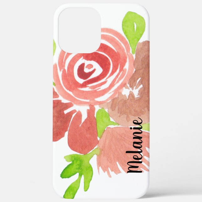 Aquarell Rose Grüne Rosa Mit Monogramm Case-Mate iPhone Hülle (Rückseite)