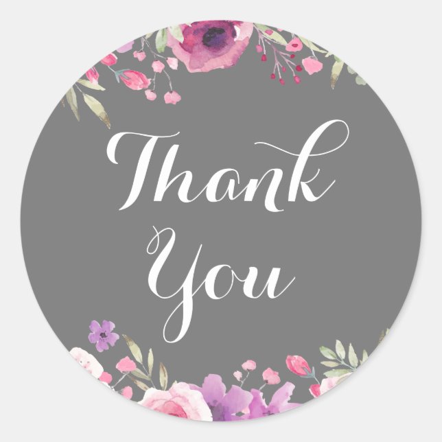 Aquarell Rose Grüne Vielen Dank Runder Aufkleber (Vorderseite)