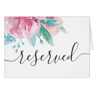 Aquarell-Rosé-Hochzeits-Reserviert-Schild mit flor