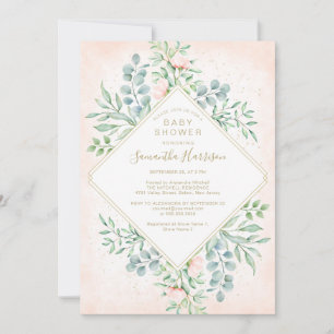 Aquarell Rose Peach floral Baby Dusche Einladung