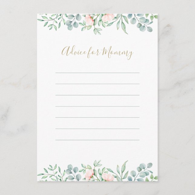 Aquarell Rose Peach floral Baby Dusche Hinweiskarte (Vorderseite)