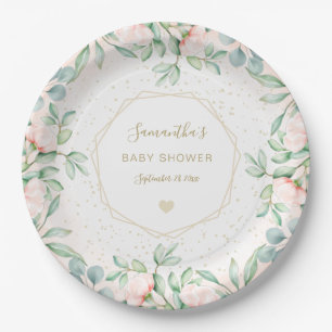 Aquarell Rose Peach floral Baby Dusche Pappteller