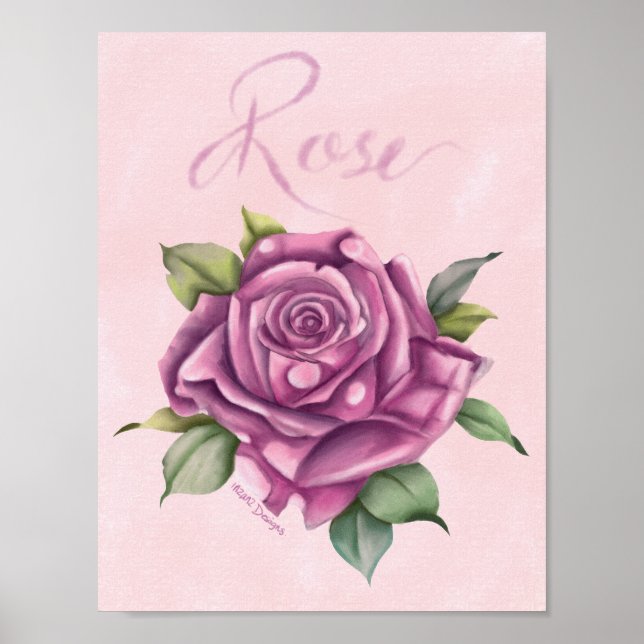 Aquarell-Rose  Poster (Vorne)