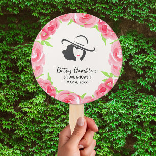 Aquarell-Rose und Big Hat Derby-Brautparty Fächer