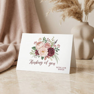 Aquarell-Rosé und Burgunder Blumen-Trauerkarte Karte
