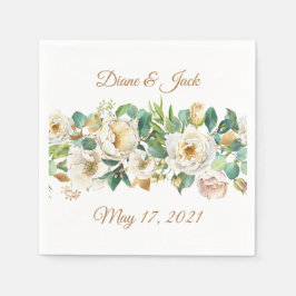 Aquarell-Rose und Eukalyptuspapier Napkin Serviette