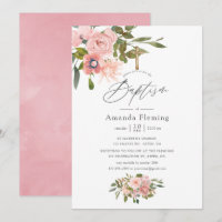 Aquarell-Rosé und Rosen-Gold-Blumen-Taufe