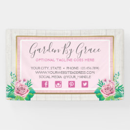 Aquarell-Rose und Rustikal-Holz-Shabby Chic-Hütte Banner