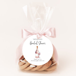 Aquarell-Rosé-Wein-Hochzeitsdusche-Favor Runder Aufkleber