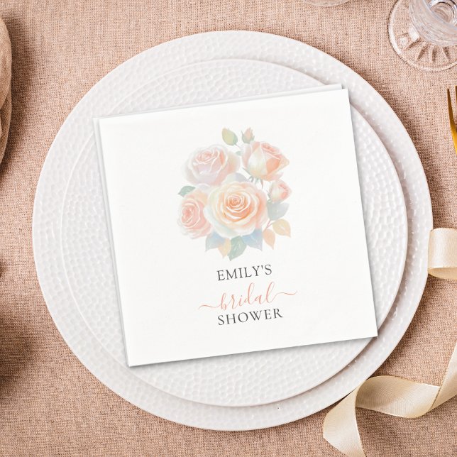 Aquarell-Roségold-Garten-Braut-Tag Serviette (Von Creator hochgeladen)