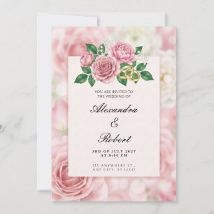 Aquarell-Roségold-Ringe Hochzeits-Einladung Einladung