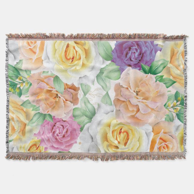 Aquarell-Rosen 27 Decke (Vorderseite)