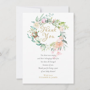 Aquarell-Rosen-Blumen-Baby-Shower-Dankeschön-Gedic Dankeskarte