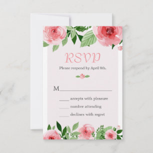 Aquarell-Rosen-Blumen-Botanik-RSVP-Antwortkarte RSVP Karte