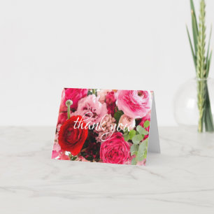 Aquarell-Rosen-Blumen-Danke-Hand-Schrift Dankeskarte