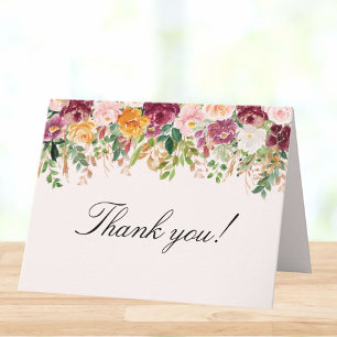 Aquarell-Rosen-Blumengarten-Hochzeit gefaltet Dankeskarte