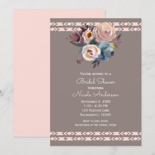 Aquarell-Rosen Boho Pink Taupe Brautdusche Einladung