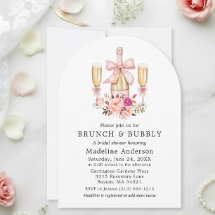 Aquarell-Rosen Braut-Shower-Brunch Rosa Schleife Einladung