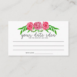 Aquarell-Rosen Date-Night-Ideen \ Date-Glas Begleitkarte