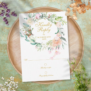 Aquarell-Rosen Grünzeug Floral RSVP Karte
