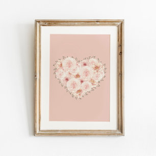 Aquarell-Rosen-Herz Poster