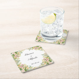 Aquarell-Rosen-Hochzeit Rechteckiger Pappuntersetzer