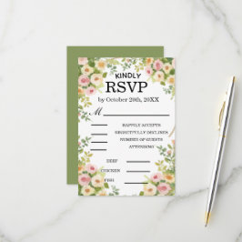 Aquarell-Rosen-Hochzeit RSVP Karte