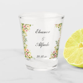 Aquarell-Rosen-Hochzeit Schnapsglas
