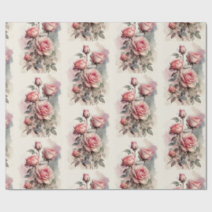 Aquarell-Rosen in Rosa im Vintage-Stil Geschenkpapier