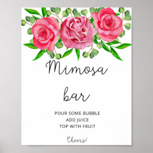 Aquarell-Rosen-Mimosa-Bar-Poster Poster