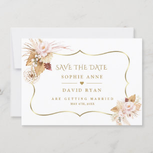Aquarell-Rosen Pampasgras Goldene Hochzeit Save The Date