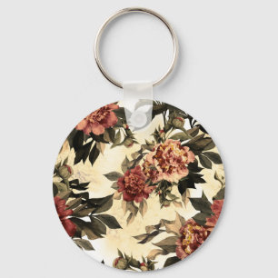 Aquarell-Rosen, Pfingstrosen-Muster. Schlüsselanhänger