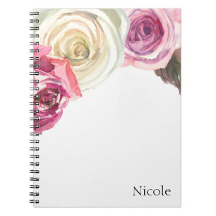Aquarell-Rosen Rosa & Weiß Chic Floral Glam Notizblock