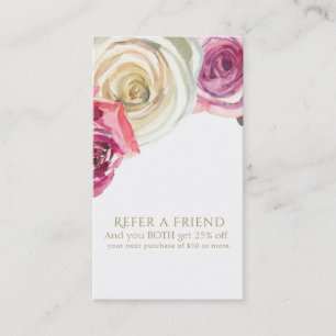 Aquarell-Rosen Rosa Weiß Floral Empfehle einen Fre Empfehlungskarte
