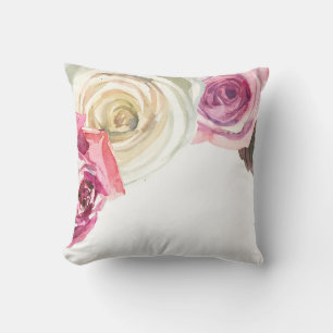 Aquarell-Rosen Rosa & Weiße Florale Glamour Kissen