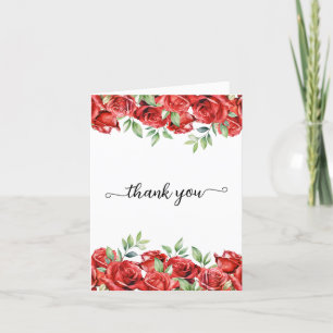 Aquarell-Rosen-Rot-Rand Dankeskarte