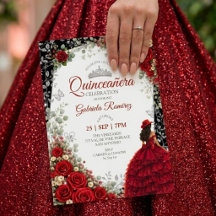 Aquarell-Rosen Rot und Silber Rote Quinceañera