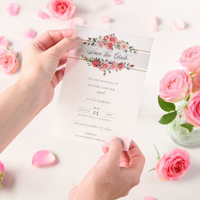 Aquarell Rosen und Kalligraphie Save the Date (Von Creator hochgeladen)