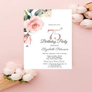 Aquarell-Rosen zum 75. Geburtstag Einladung
