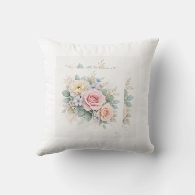 Aquarell-Rosendesign Kissen (Rückseite)