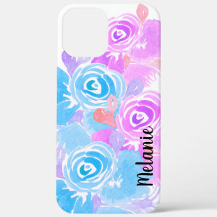 Aquarell-Rosengrün  Farbige  Monogrammierte Case-Mate iPhone Hülle