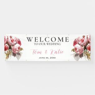 Aquarell-Rosenstrauß-Hochzeit Banner