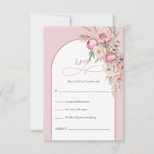 Aquarell-Rosétöne-Blumen-Boho-Bogen-RSVP-Karte RSVP Karte