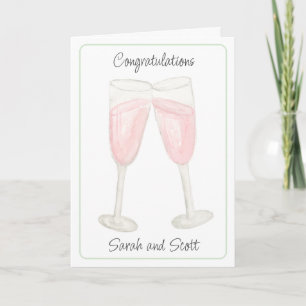 Aquarell-Roséwein-gefüllte Champagnergläser Karte