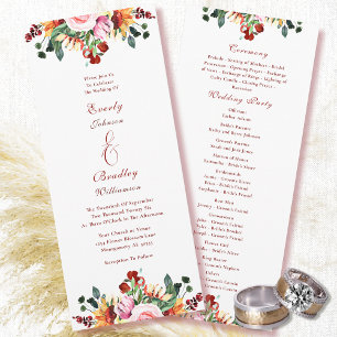 Aquarell Rost Gelb Grün Herbst Floral Hochzeit Programm